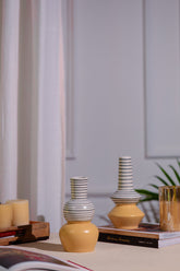 Alamkari India Ceramic Dip-Dope Vase Set